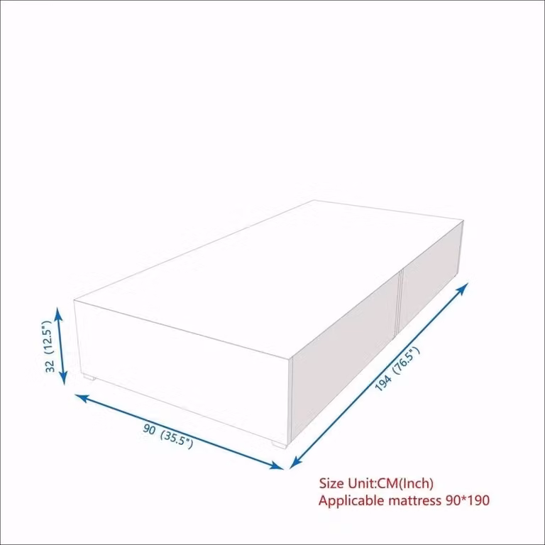 ERGOVEXA Grey Fabric Single Bed Frame with Lift Up Base, W/D/H: 90 x 190 cm