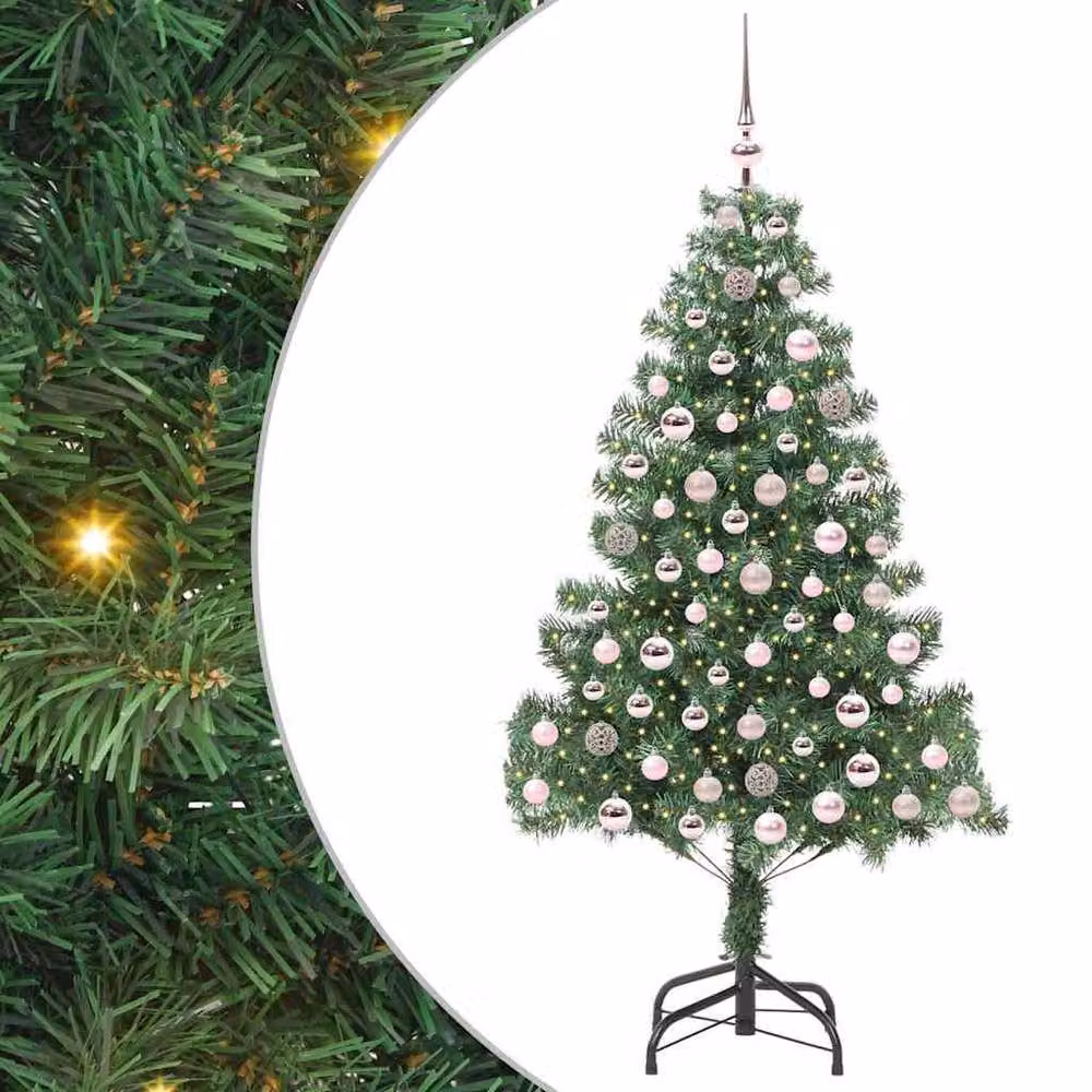 Berkfield Home Lush Green PVC Christmas Tree with 300 LEDs and Stand, Height: 210 cm – 3