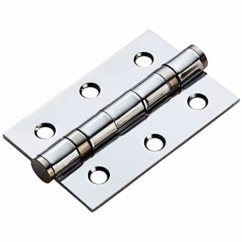 Loops Polished Chrome Ball Bearing Butt Hinge, H x W x D: 76 x 51 x 0.2 cm