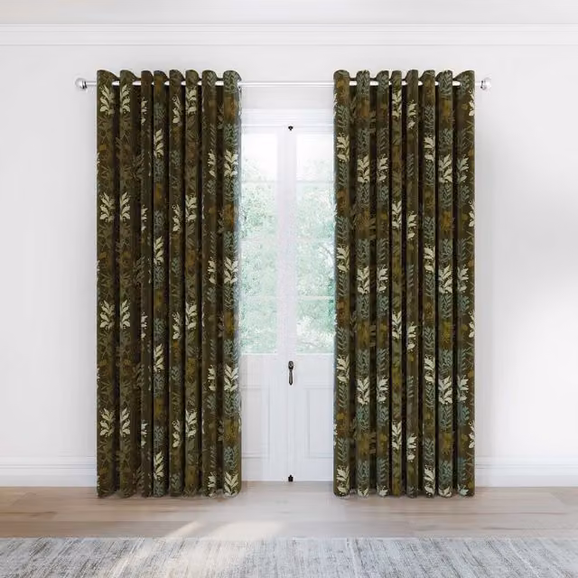 Helena Springfield Simply Scandi Frey Lined Curtains, Green, W: 228.6 cm, H: 228.6 cm