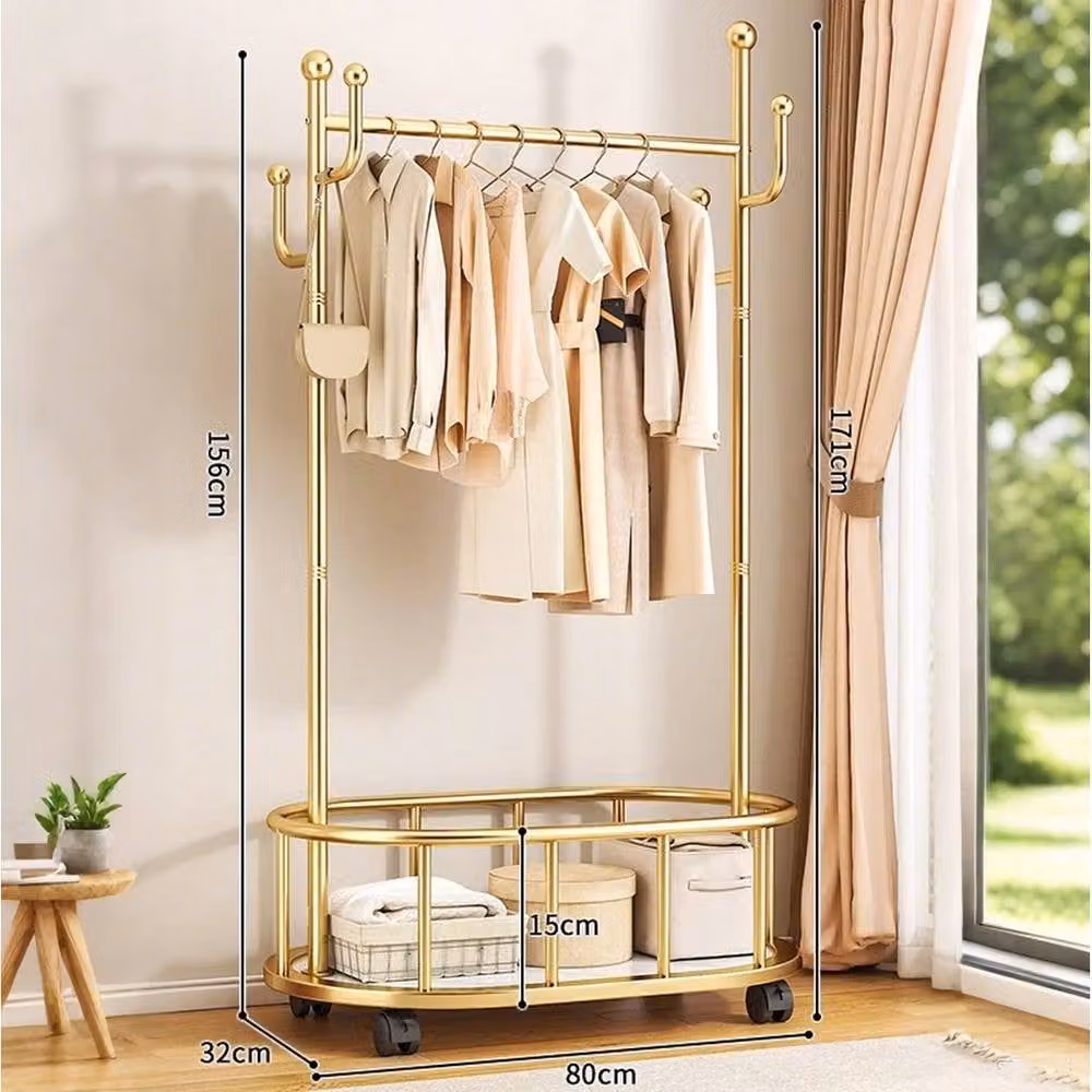 EONLION Gold Double Clothes Rail Hanging Rack Garment Display W/D/H: 171 x 50 x 50 cm – 2
