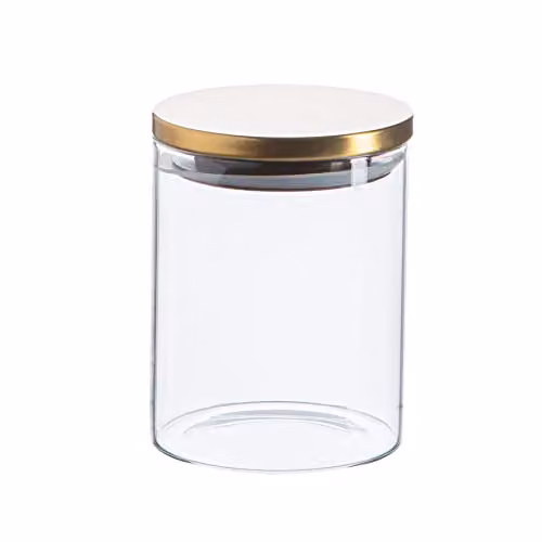 Argon Tableware Scandi Airtight Glass Storage Jar with Gold Metal Lid, 0.75 l