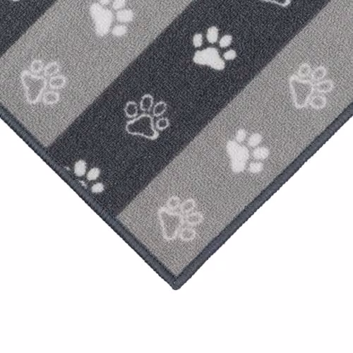 JVL Machine Washable Pet Mat with Paw Prints Design in Brown or Grey, W/D: 40 x 70 cm – 3