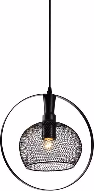 CGC Lighting Carmen Industrial Round Mesh Pendant Light in Black