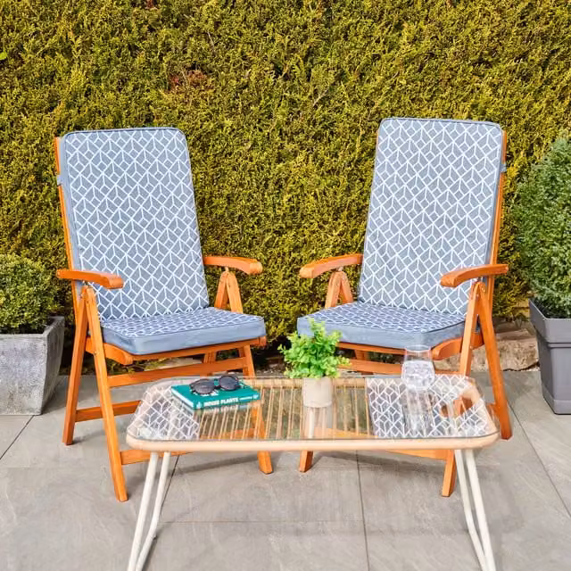 Veeva Art Geo High Back Seat Pad Set of 2 in Grey Charcoal with Water Repellent Outdoor Fabric