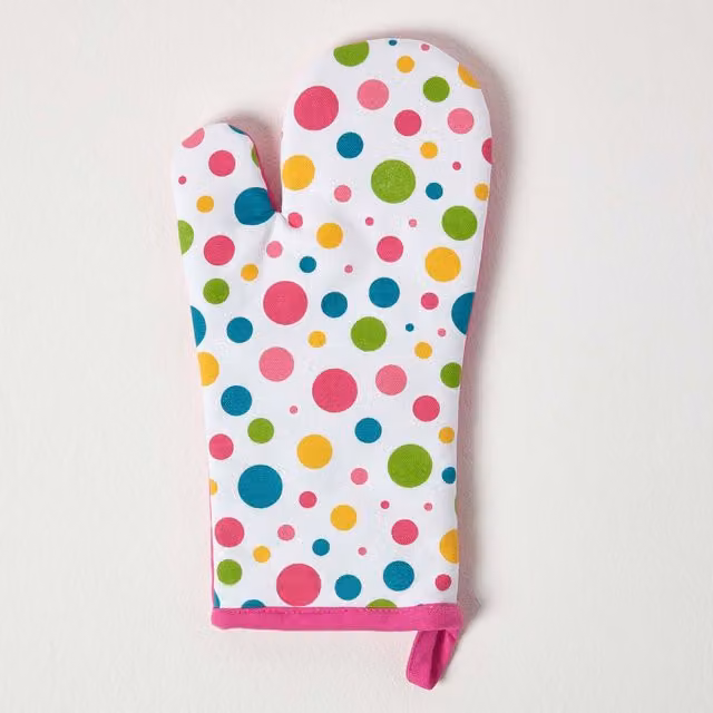 Homescapes Multicolour Polka Dot Cotton Oven Glove