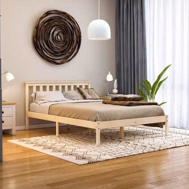 Vida Designs Milan Rustic Solid Wood Low Foot End Bed in Pine, 140 x 200 cm