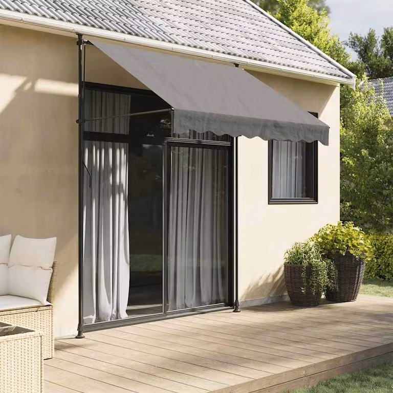 Berkfield Home Retractable Folding Arm Awning in Anthracite Grey, W/D/H: 200 x 150 cm