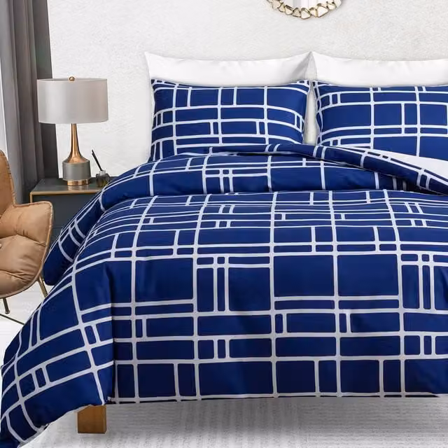Pamposh Blue Double Brushed Microfibre Duvet Cover Set with Zipper Closure, Super King, 200 x 200 cm