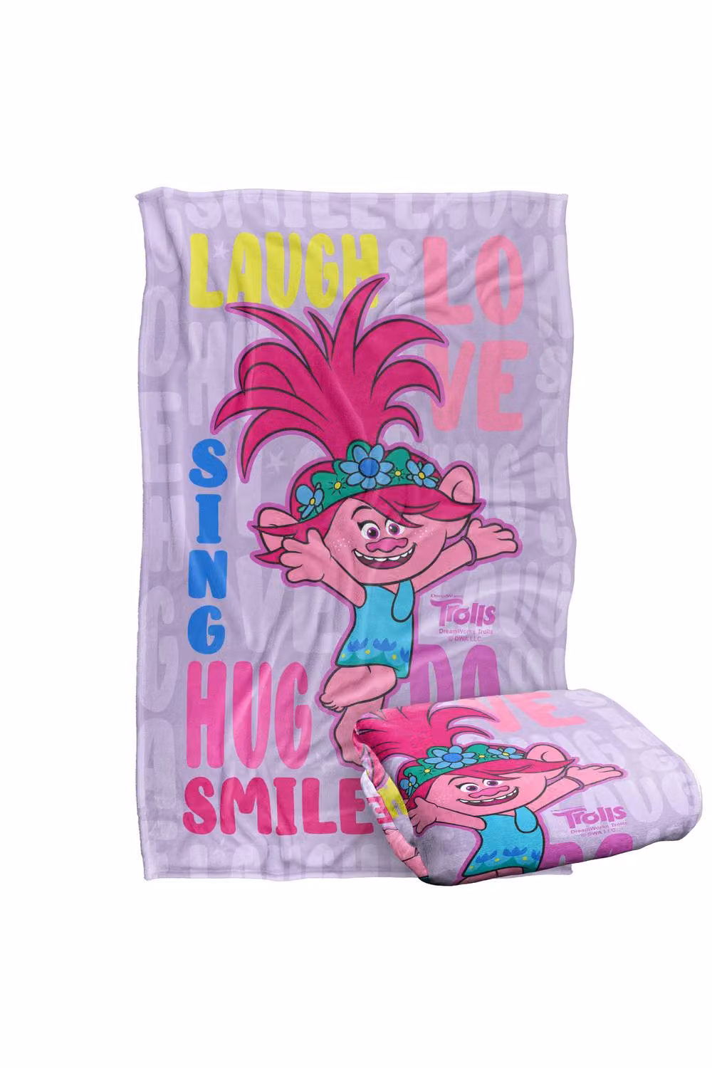 NBCU Trolls Poppy Love Laugh Sing Super Soft Throw Blanket, Multicolour, W: 91 cm, L: 147 cm – 2
