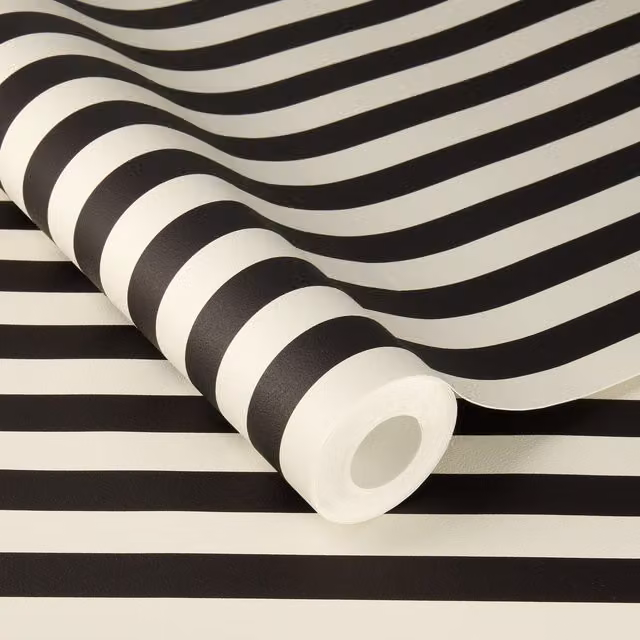 Rasch Self-Adhesive Abstract Striped Wallpaper in Black and White Matt Finish