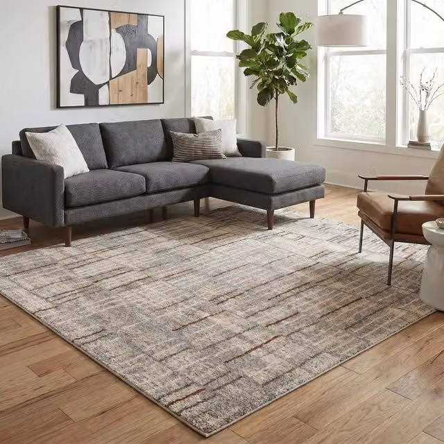 Desire Rugs Rhodes Modern Geometric Living Room Area Rug, Grey, 170 x 170 cm