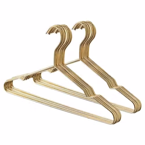 Harbour Housewares 20 Pack Gold Metal Wire Coat Hangers with Trouser Bar and Non-Slip Notches