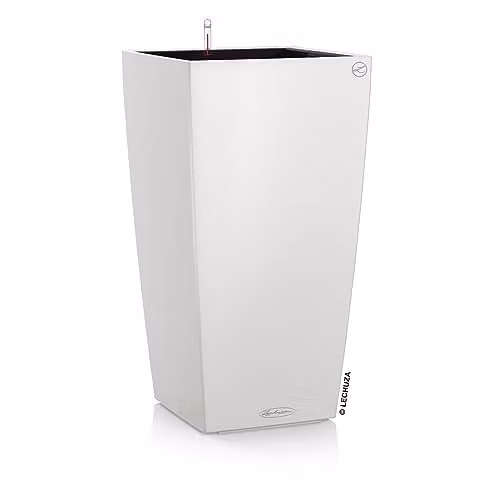 Lechuza CUBICO Color 30 Self Watering Planter in White for Indoor and Outdoor Use, H: 56.5 cm, W: 30 cm, D: 29.5 cm
