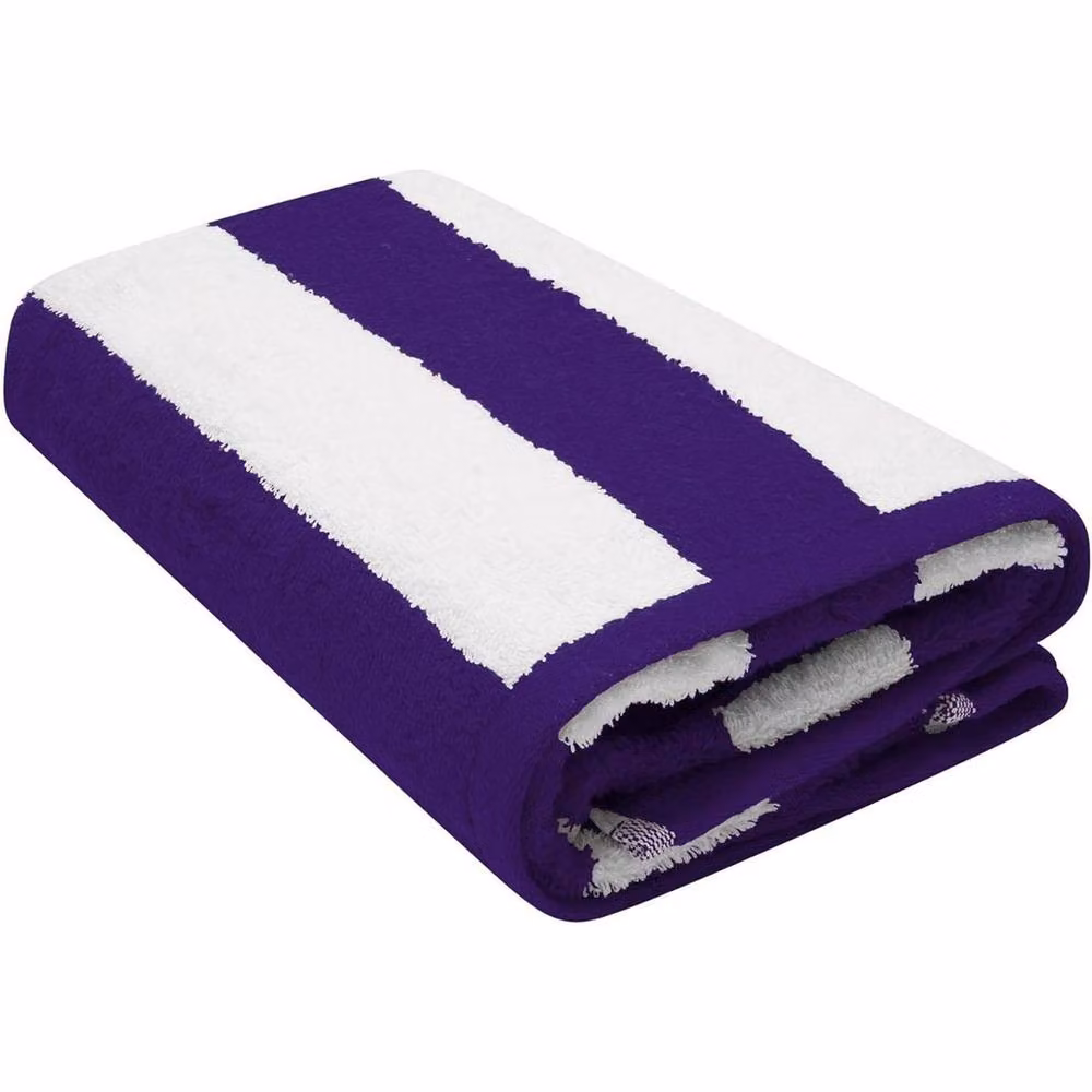 K Collection Striped Cotton Beach Towel Pack of 2 in Purple, W: 76 cm, H: 152 cm – 2