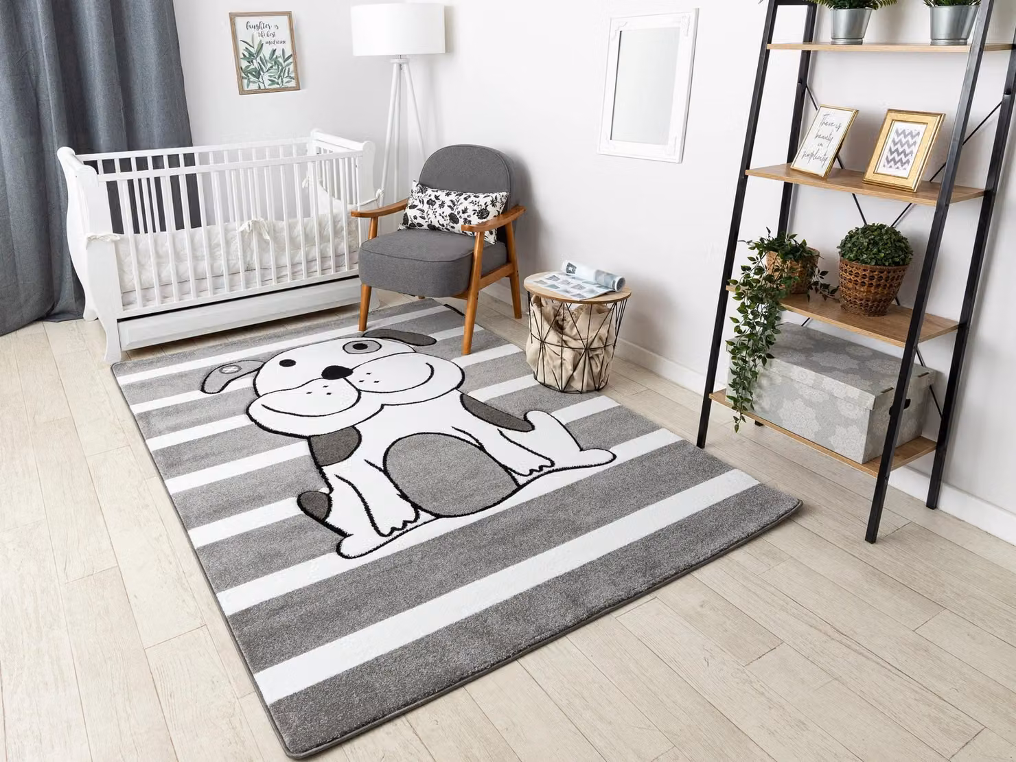 RugsX Petit Striped Grey Rectangular Rug, W: 140 cm, D: 190 cm – 4