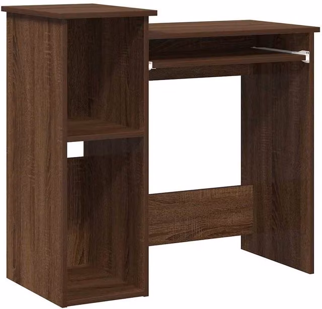 Berkfield Modern Computer Desk with Shelves in Brown Oak, W/D/H: 84 x 40 x 78 cm – 1