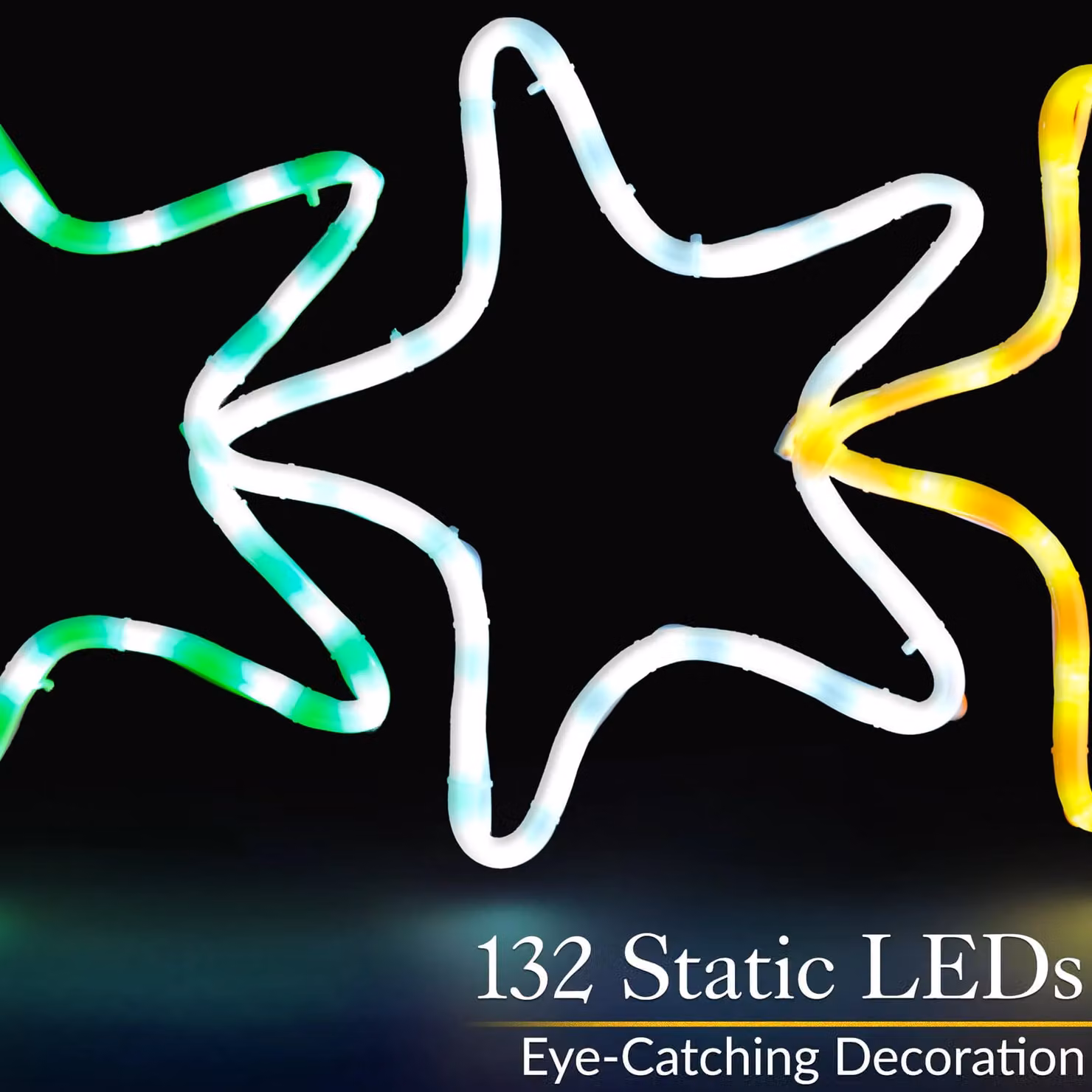 Christow Star LED Rope Light Outdoor Christmas Wall Silhouette Decoration, Multicolour and White, 106 cm – 2