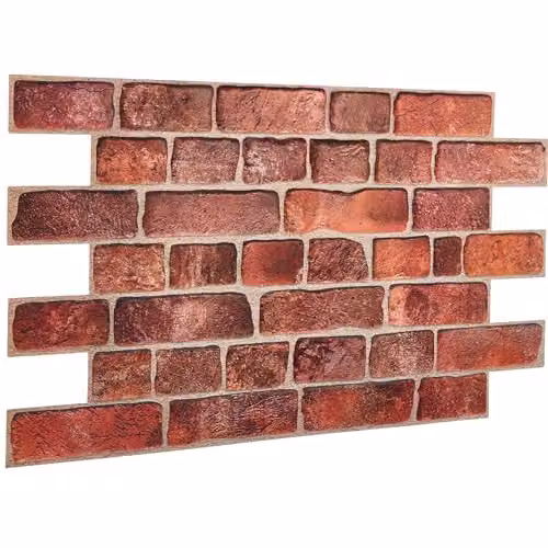 Novecrafto Self Adhesive 3D Wall Panels in Red Stone Look, 6 Sheets, W: 96 cm, H: 48 cm – 6