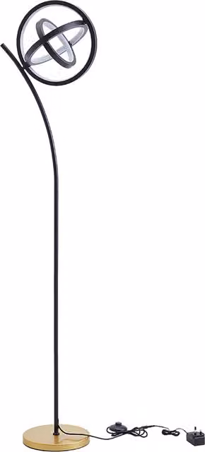 Living Star Adjustable LED Floor Lamp with Foot Switch in Black and Gold/Brass