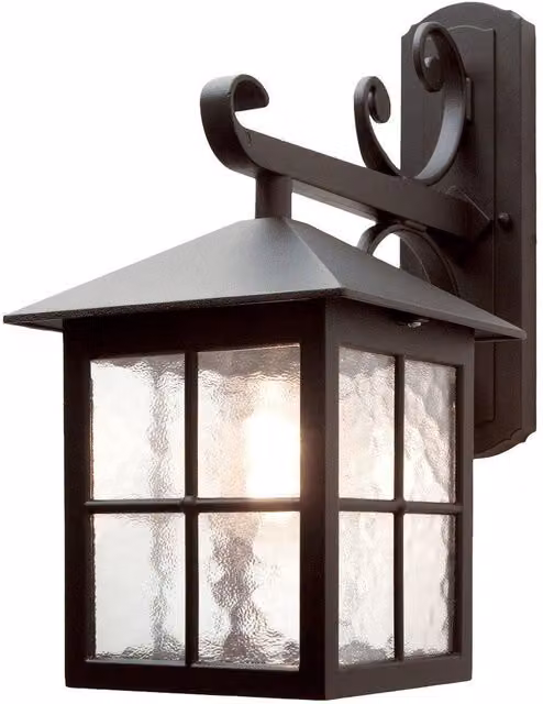 Netlighting Winchester Black Outdoor Wall Lantern Light with Glass and Aluminium Housing, IP43, E27