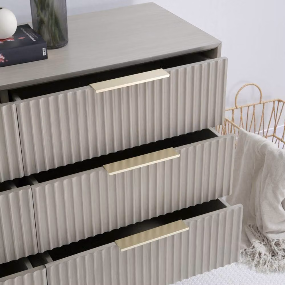 Home Garden Direct Monza 6 Chest of Drawers with Fluted Front in Grey Pale Ash – 2