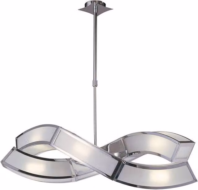 Netlighting Duna GU10 Rectangular 2-Arm Pendant Light with 6 Lights in Polished Chrome and Silver