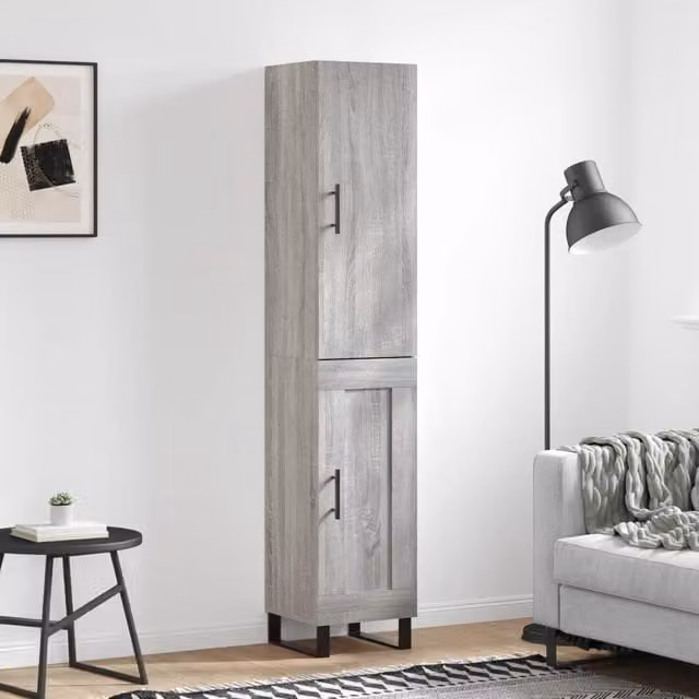 Berkfield Home Grey Sonoma Highboard, W: 34.5 cm, D: 34 cm, H: 180 cm
