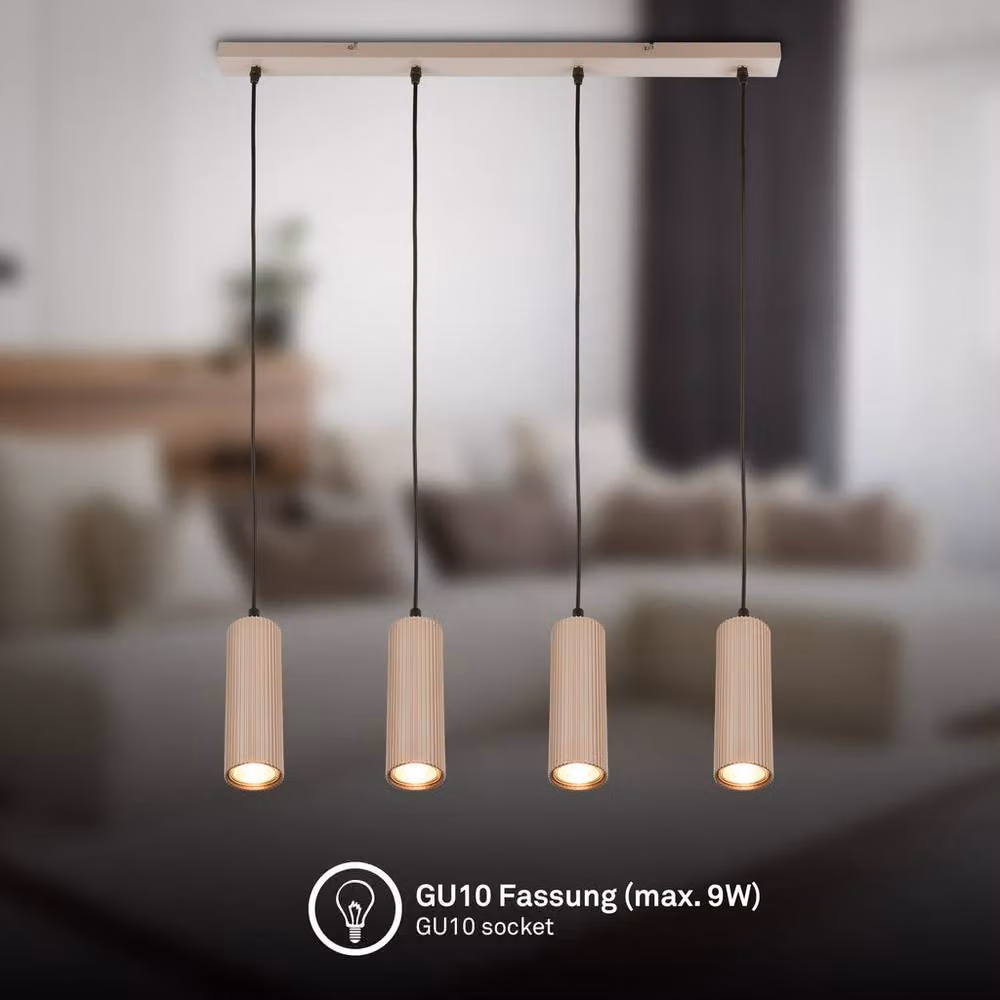 Briloner Beige Modern 4 Light Height Adjustable Suspended Pendant Light for GU10 Bulbs – 2