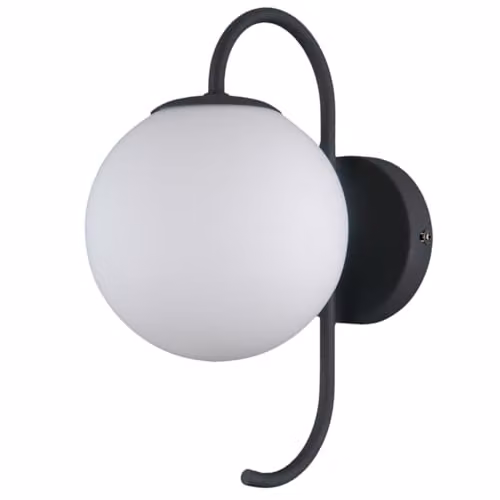 Netlighting Industrial and Retro Wall Lamp in Black with White Glass Shade and G9 Bulb