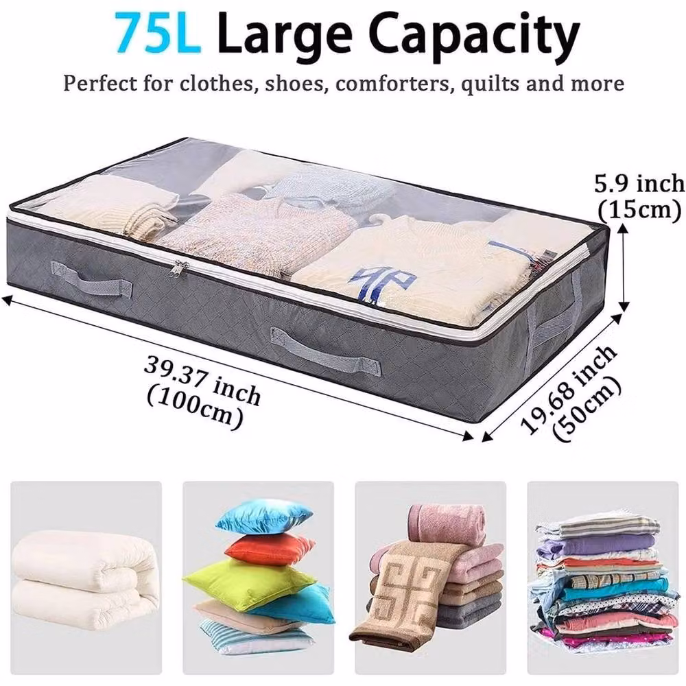 KORVIXA 5 Piece Large Underbed Shoe Storage Bags in Grey – 2