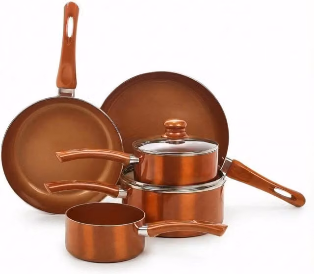 PAWNORA 5 Piece Copper and Ceramic Cookware Set in Bronze