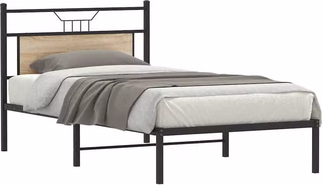 Berkfield Home Decorative Bed Frame in Sonoma Oak and Brown, W/D/H: 100 x 190 cm – 1