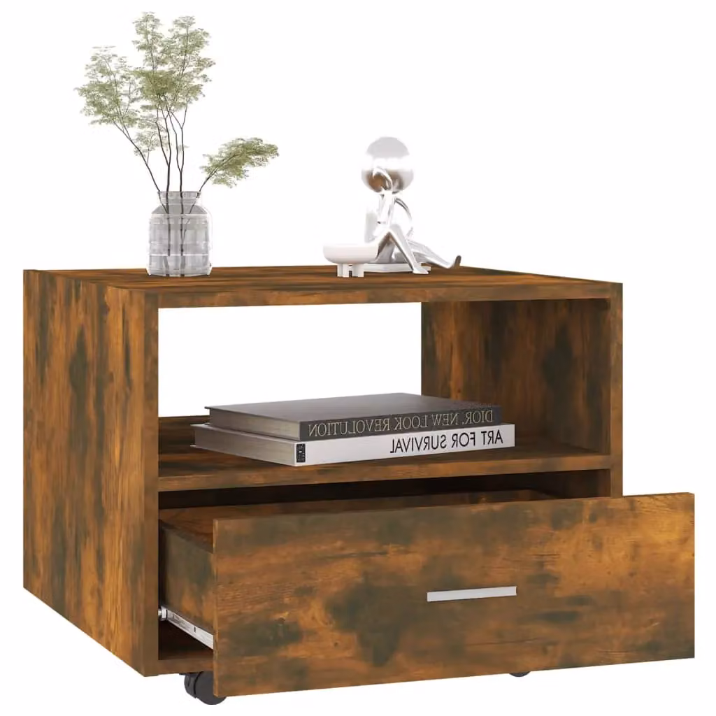 Berkfield Home Smoked Oak Coffee Table in Brown, W/D/H: 55 x 55 x 40 cm – 3