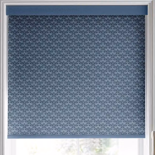Laura Ashley Musica Made to Measure Blackout Roller Blind in Dusky Seaspray Blue