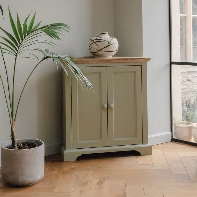 Statement Furniture Florence Corner Sideboard in Green, W78 x D35 x H85 cm