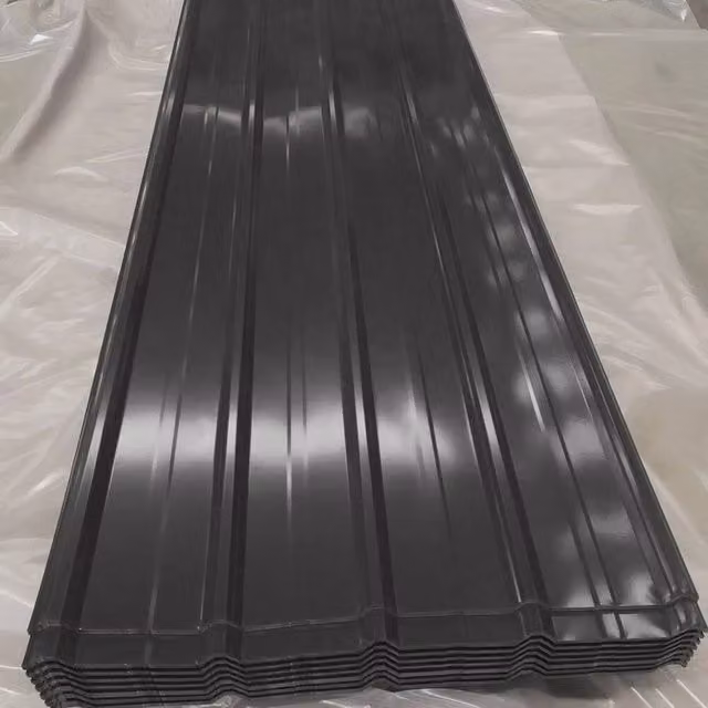 KORVIXA 12-Piece Black Corrugated Metal Roof Cladding, W: 100 cm, H: 200 cm – 1