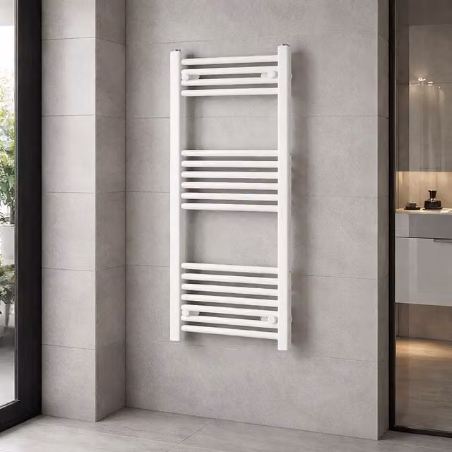 Lux Heat White Towel Radiator, White, W: 50 cm, H: 100 cm, D: 5 cm