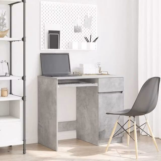 Berkfield Grey Writing Desk in Engineered Wood, W/D/H: 86 x 49 x 76 cm