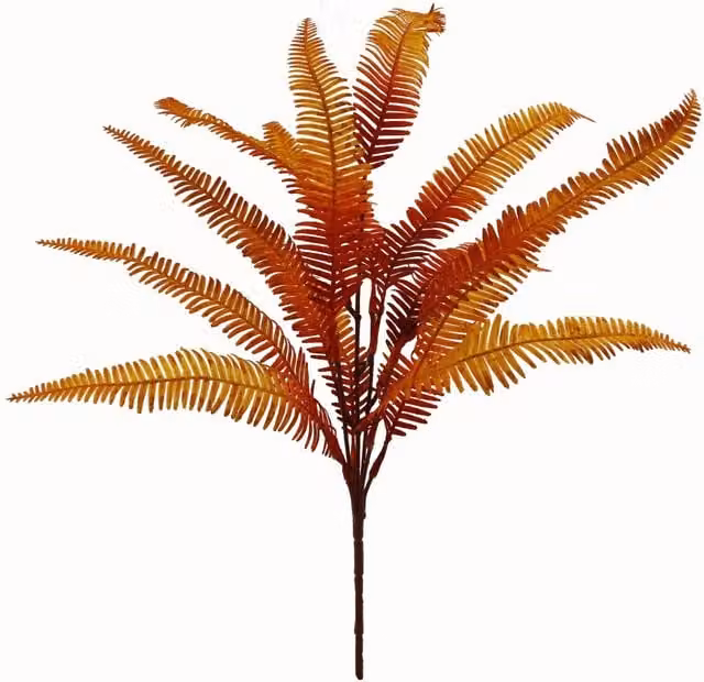 Leaf Design UK Artificial Autumn Fern Bush Plant in Green and Orange, Height: 55 cm – 1