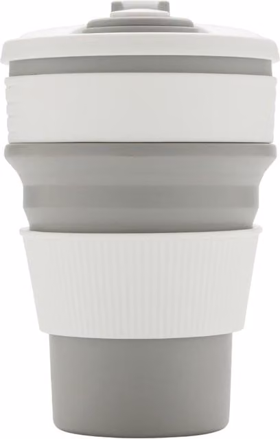 XD Design Foldable Silicone Mug with Lid, Grey, 350 ml