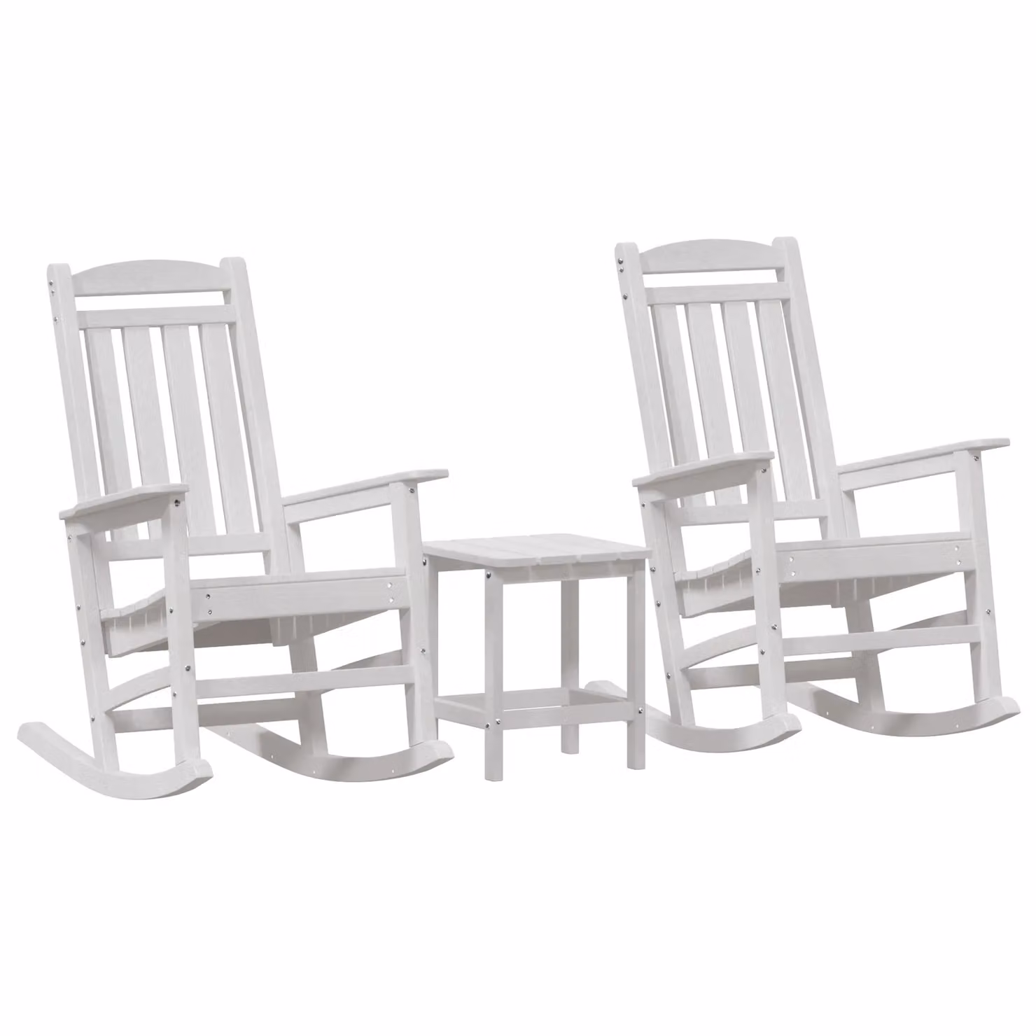 Berkfield Home 3 Piece White HDPE Garden Lounge Set with Armchairs and Coffee Table – 2