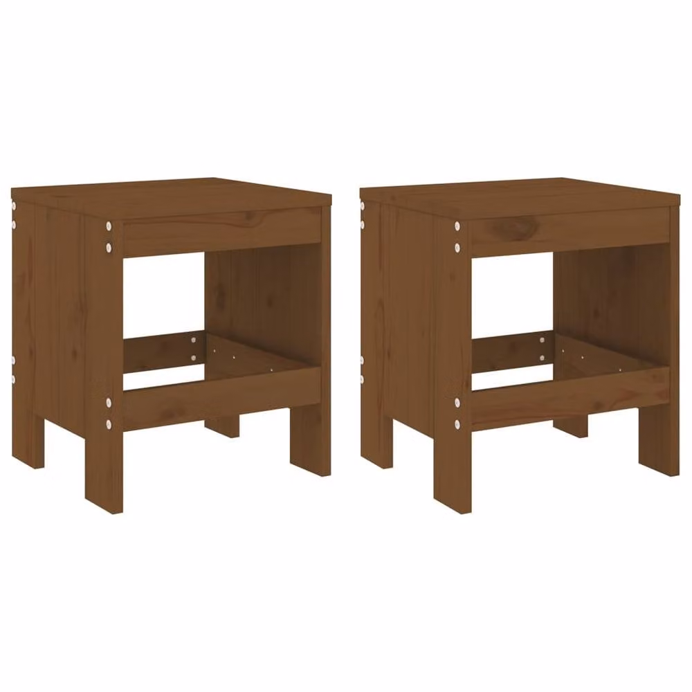 Berkfield Home Set of 2 Garden Stools in Brown Solid Pine Wood, W/D/H: 40 x 36 x 45 cm – 3