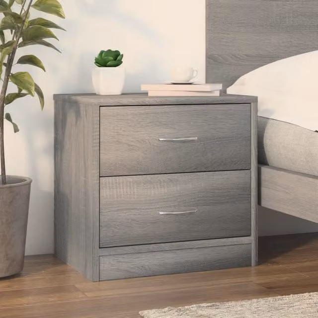 Berkfield Home Grey Sonoma Bedside Cabinet in Engineered Wood W/D/H: 40 x 30 x 40 cm