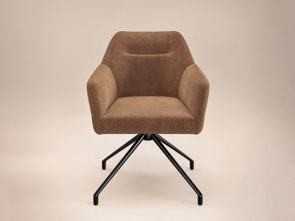 Solace+Co Isla Set of 2 Brown Bouclé Swivel Dining Chairs with Armrests – 5