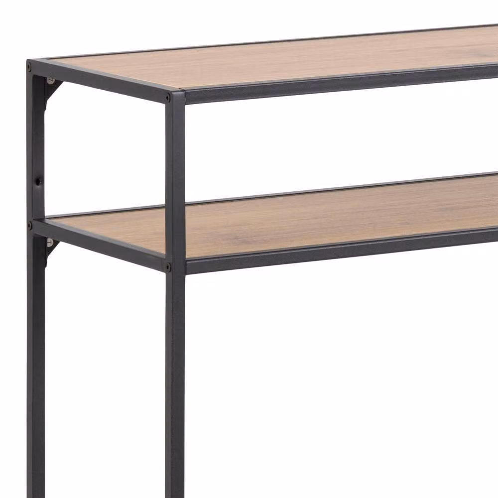 Furniture To Go Seaford Industrial Console Table with Black Metal Frame and Oak Top – 3