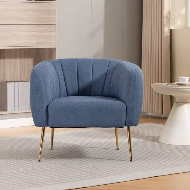 Artemis Home Stanton Accent Chair in Blue Fabric with Solid Wood Frame – 1