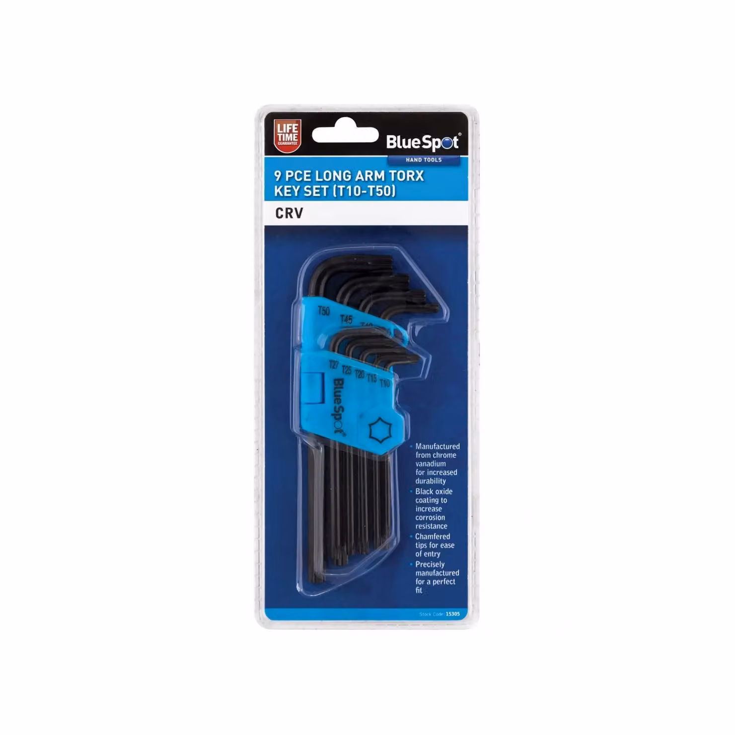 Bluespot Tools Long Arm Torx Key Set of 9, Chrome Vanadium, Black and Multicolour – 2