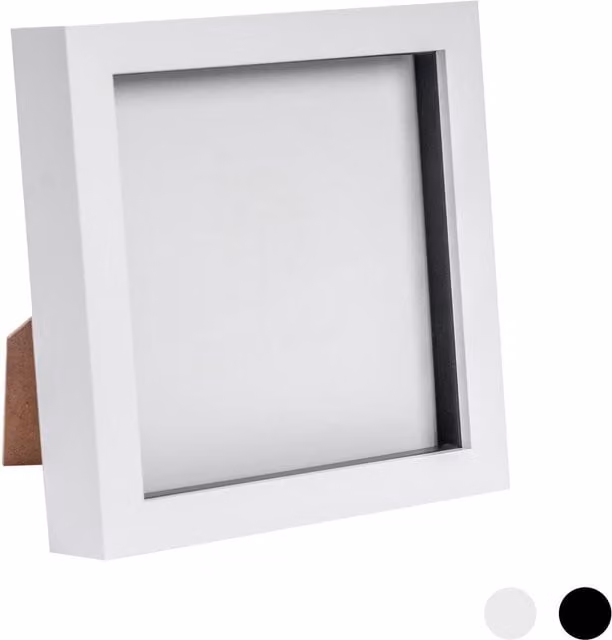 Nicola Spring White Square 3D Box Photo Frame, W/D/H: 15.24 x 15.24 x 15.24 cm
