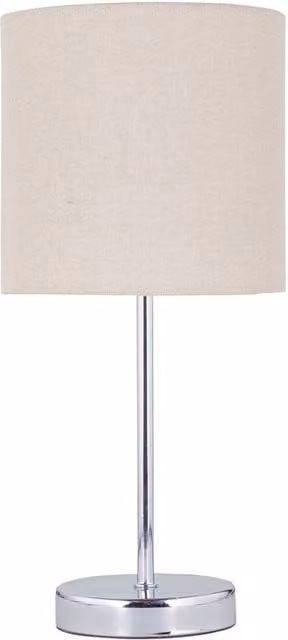 First Choice Lighting Chrome Touch Operated Dimmable Table Lamp with Beige Fabric Shade
